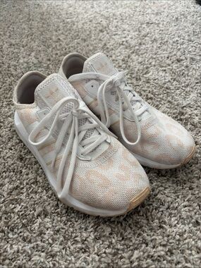 adidas Women's Cream & Peach Leopard Knit Sneakers